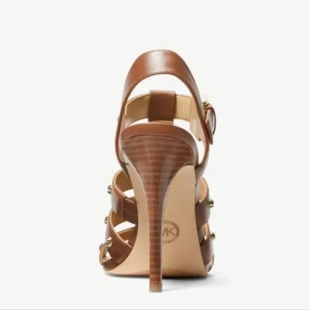 NWOB MICHAEL Michael Kors Jagger Studded Stiletto Sandal in Luggage